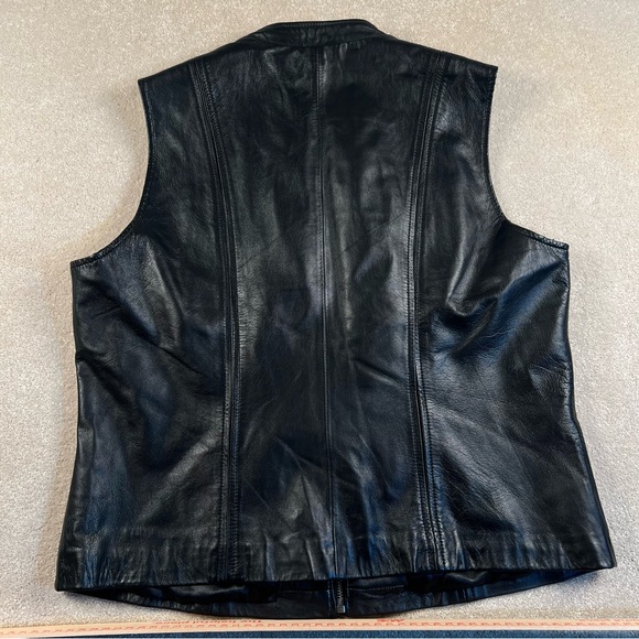 Leather Vest Black Zip Up Leather Limited Full Zip Biker Women's XL - Picture 2 of 7